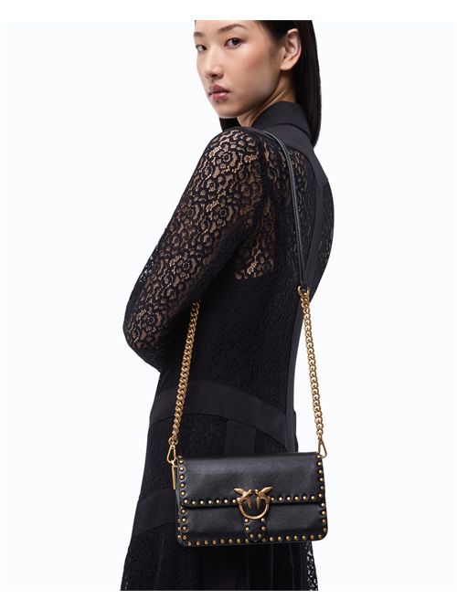 Borsa a tracolla piccola Love One Slouchy in pelle con borchie PINKO | 107665A2JG/Z99Q